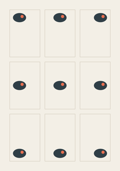 Placement: one mark in nine places (studio 1)